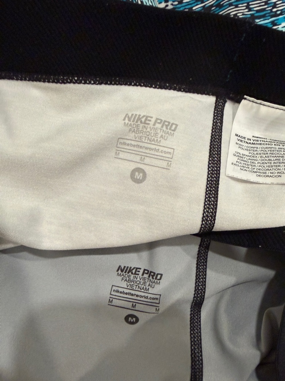 Nike Pro Compression Shorts Duo - Black/White Giraffe & Blue/Black Stripe - Picture 2 of 2